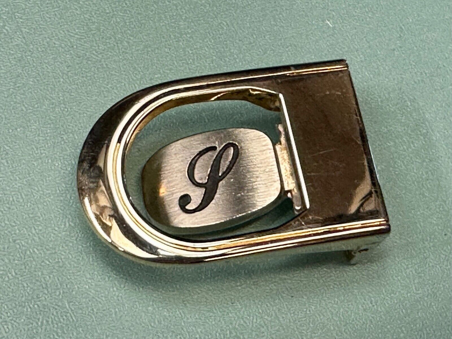 Vintage Letter monogram Initial P - Two Tone swinging belt buckle