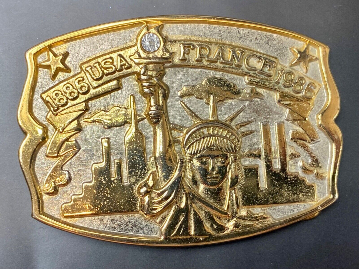 USA and France 100 year 1986 celebration Lady Liberty Hammond Mint belt buckle