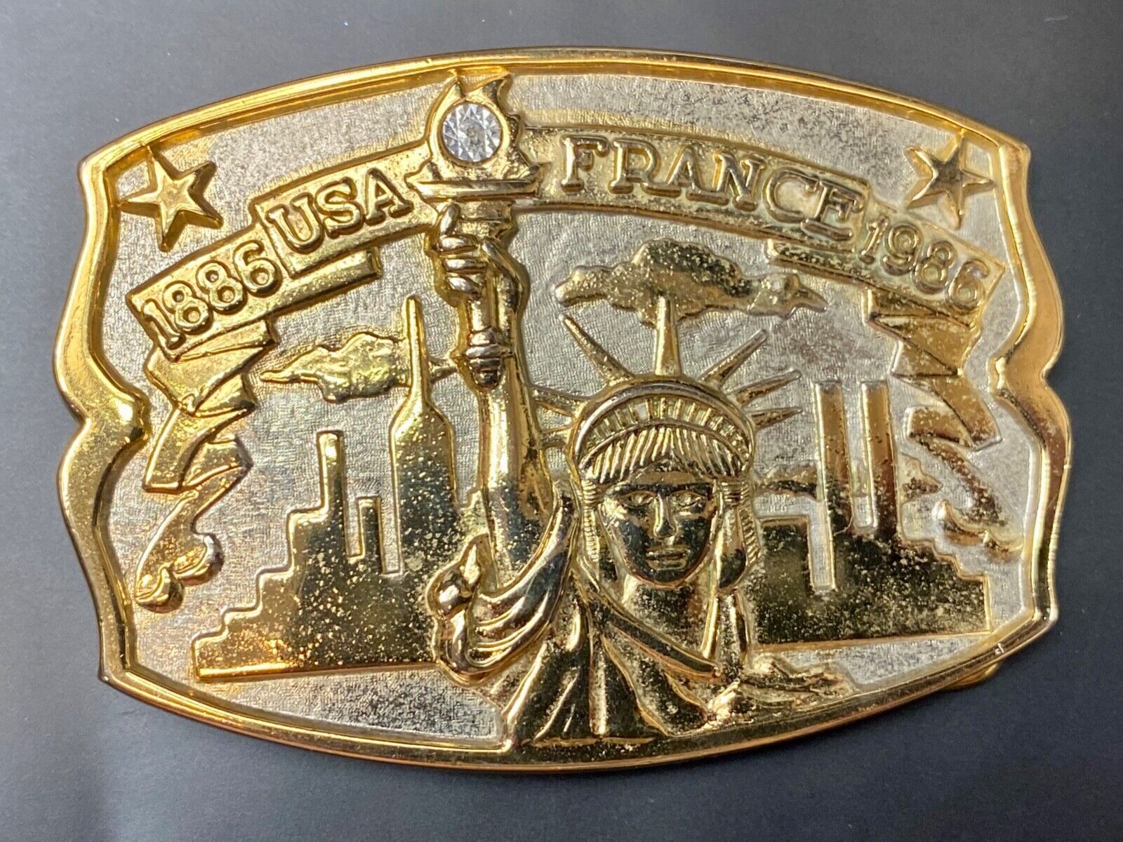 USA and France 100 year 1986 celebration Lady Liberty Hammond Mint belt buckle