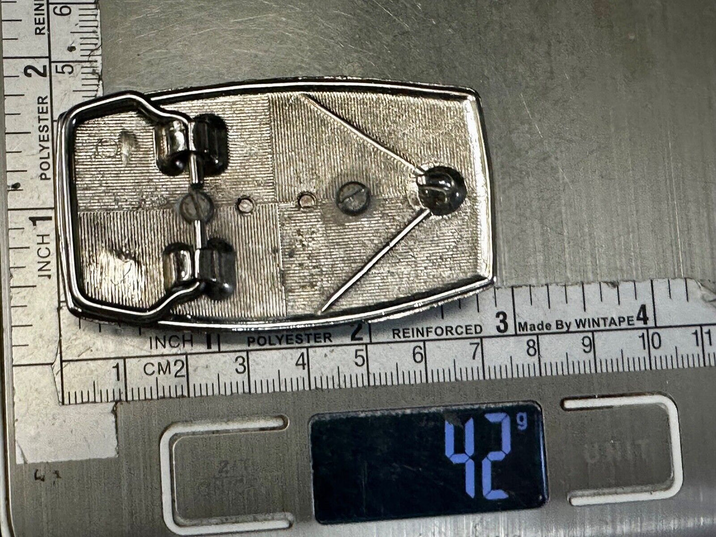 Vesuvianite? Cabochon Cab Centerpiece - Western silver & black color Belt Buckle