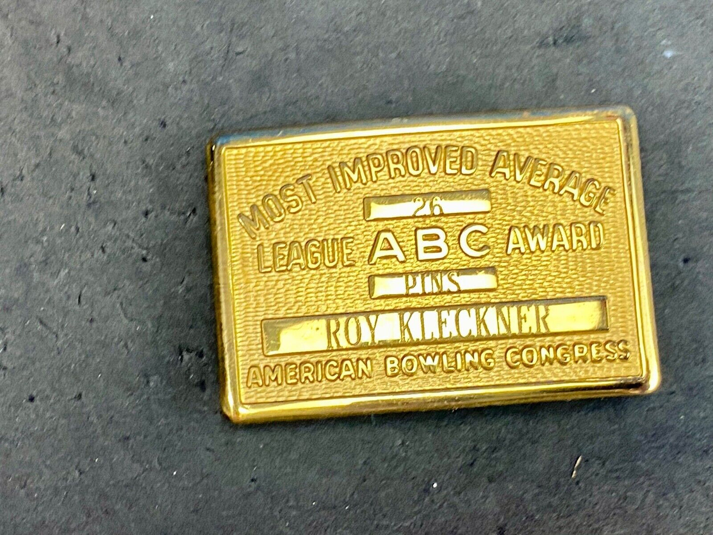 Vintage  AMERICAN BOWLING CONGRESS Most Improved ABC LEAGUE AWARD BELT BUCKLE