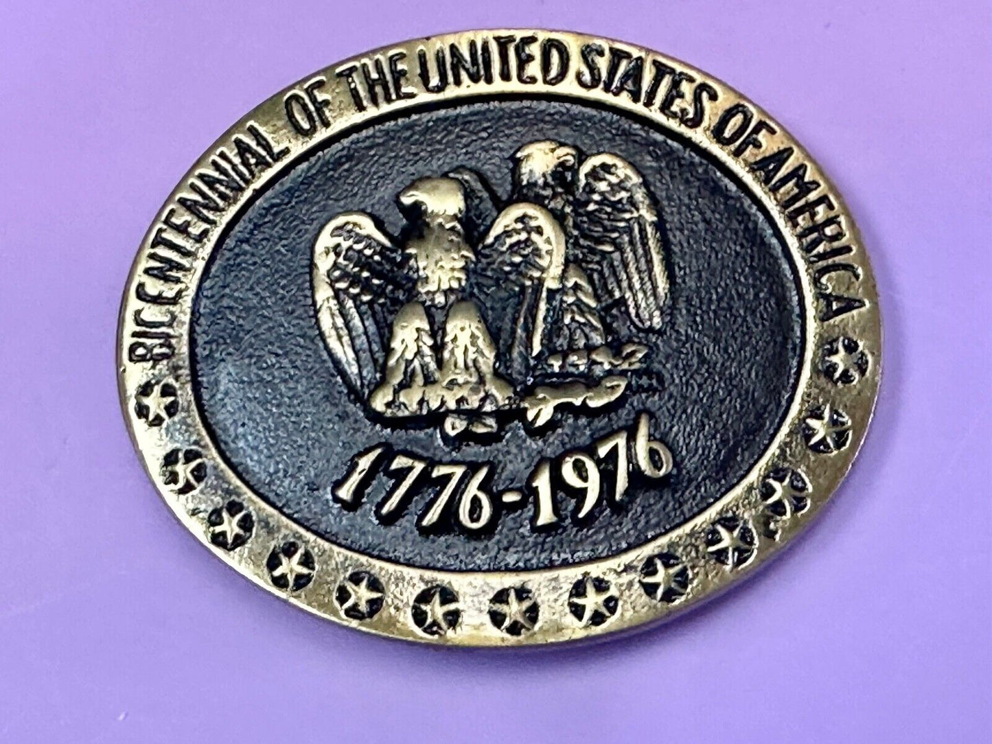 United States of American bicentennial Patriotic Eagle solid brass belt buckle
