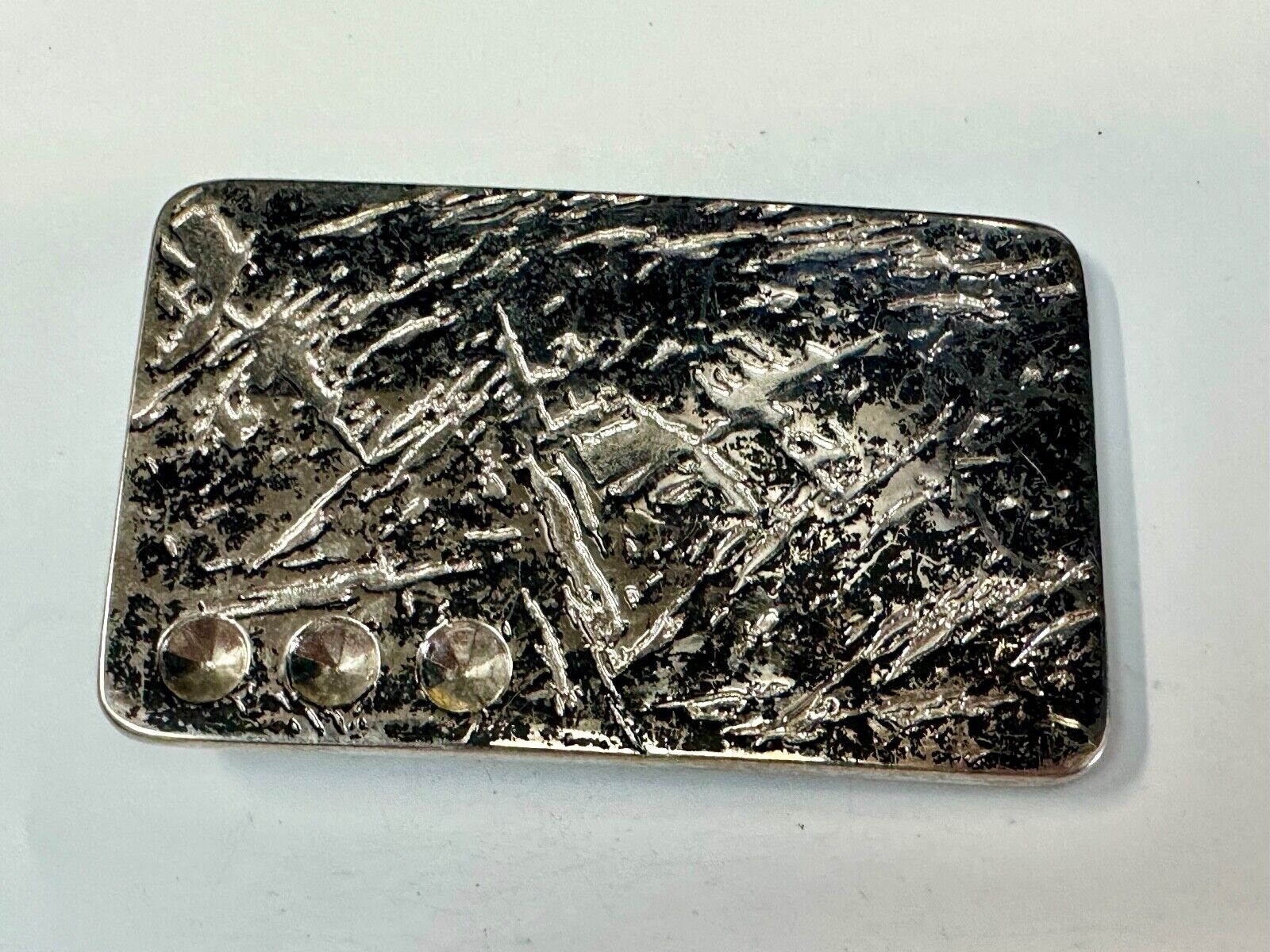 Unknown to me!  Faux Metal shards - space for 3 Rhinestone's Vintage Belt Buckle