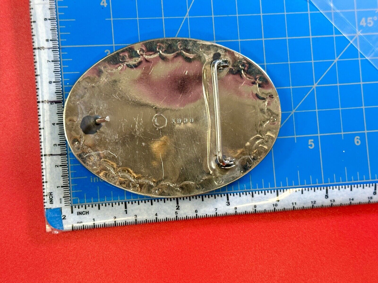 Unique 1980 signed multipal turquoise stones & Feathers belt buckle