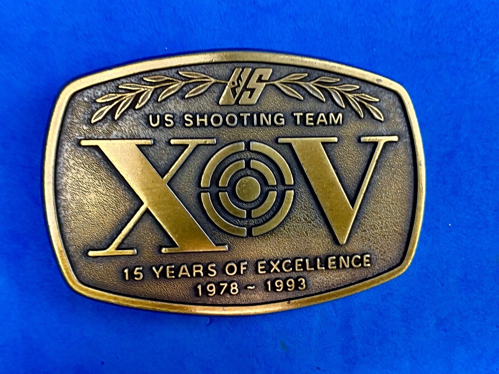 Vintage 1970's US shooting team XOV belt buckle - 15 years of excellence