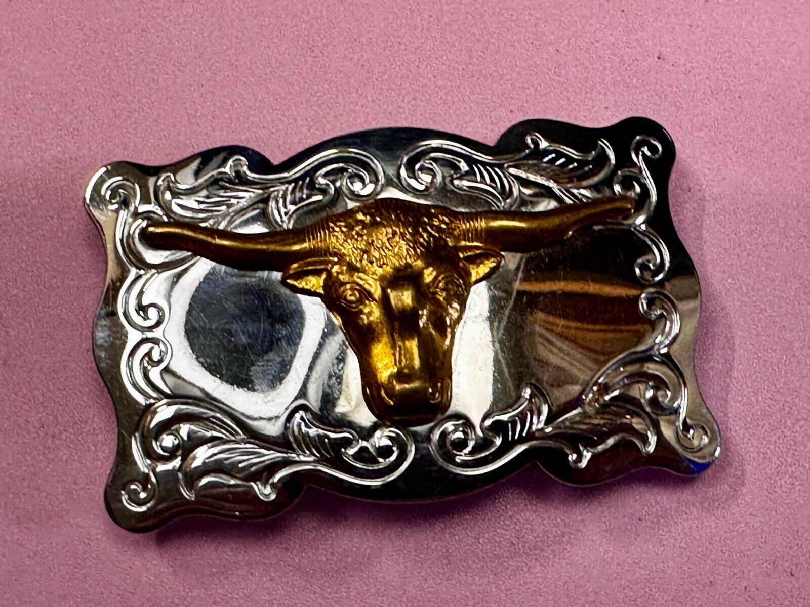 Texas Longhorn Cow Head Steer Western Cowboys Vintage Chambers Belt Buckle