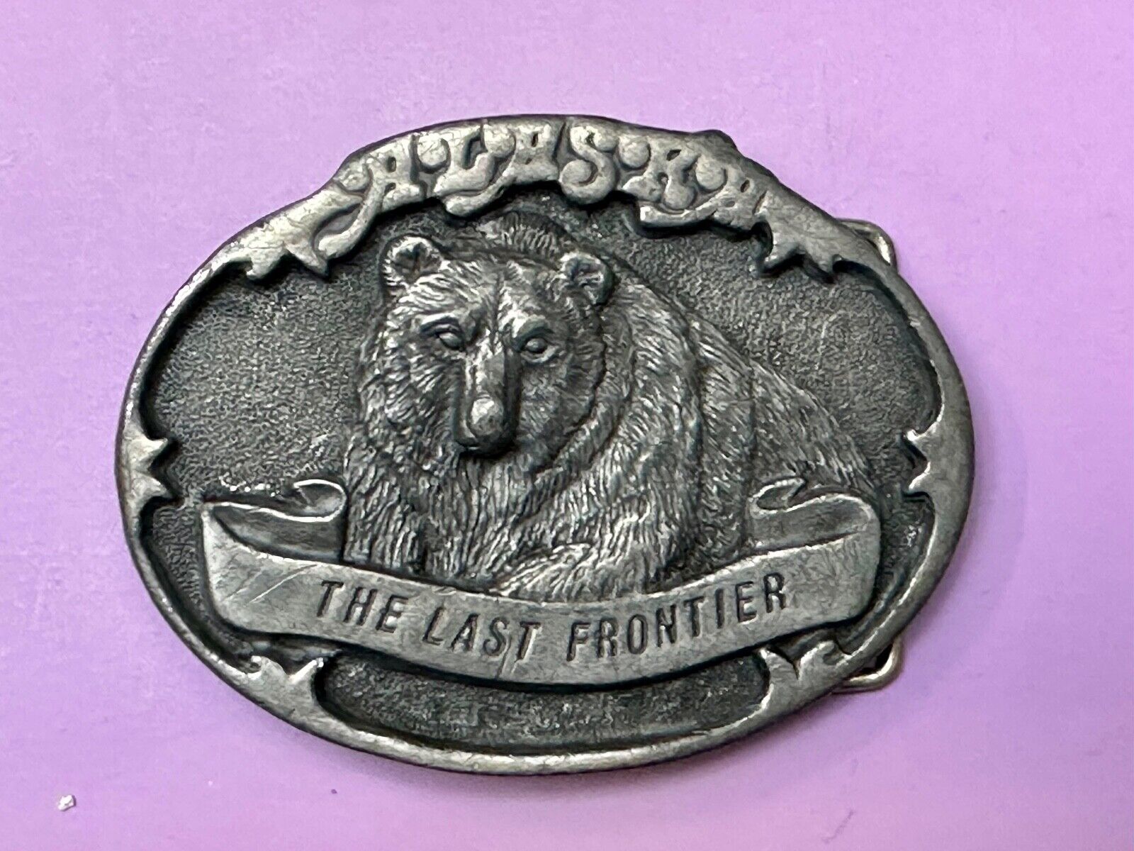 Alaska Grizzly Bear - The Last Frontier Belt Buckle by Alaska Frontier Arts