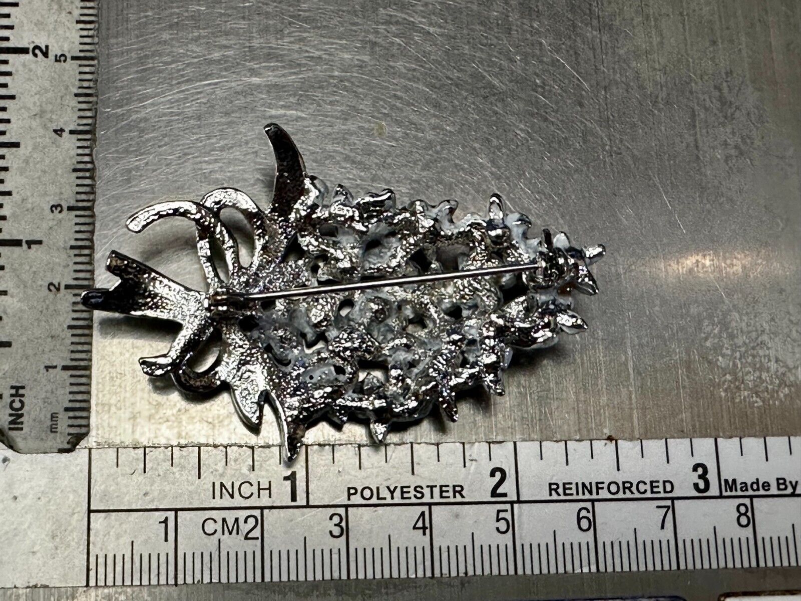 Vintage Enameled Flower Bouquet Silver Tone Vintage Brooch Pin