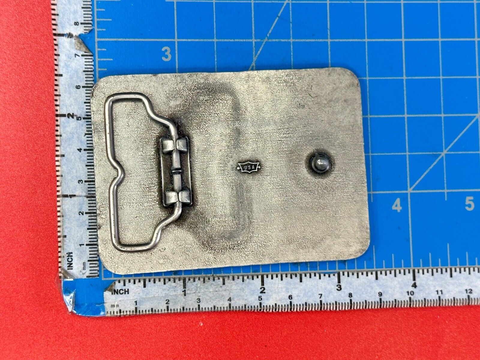 The Statler Brothers American Flag Country Shaped background band belt buckle