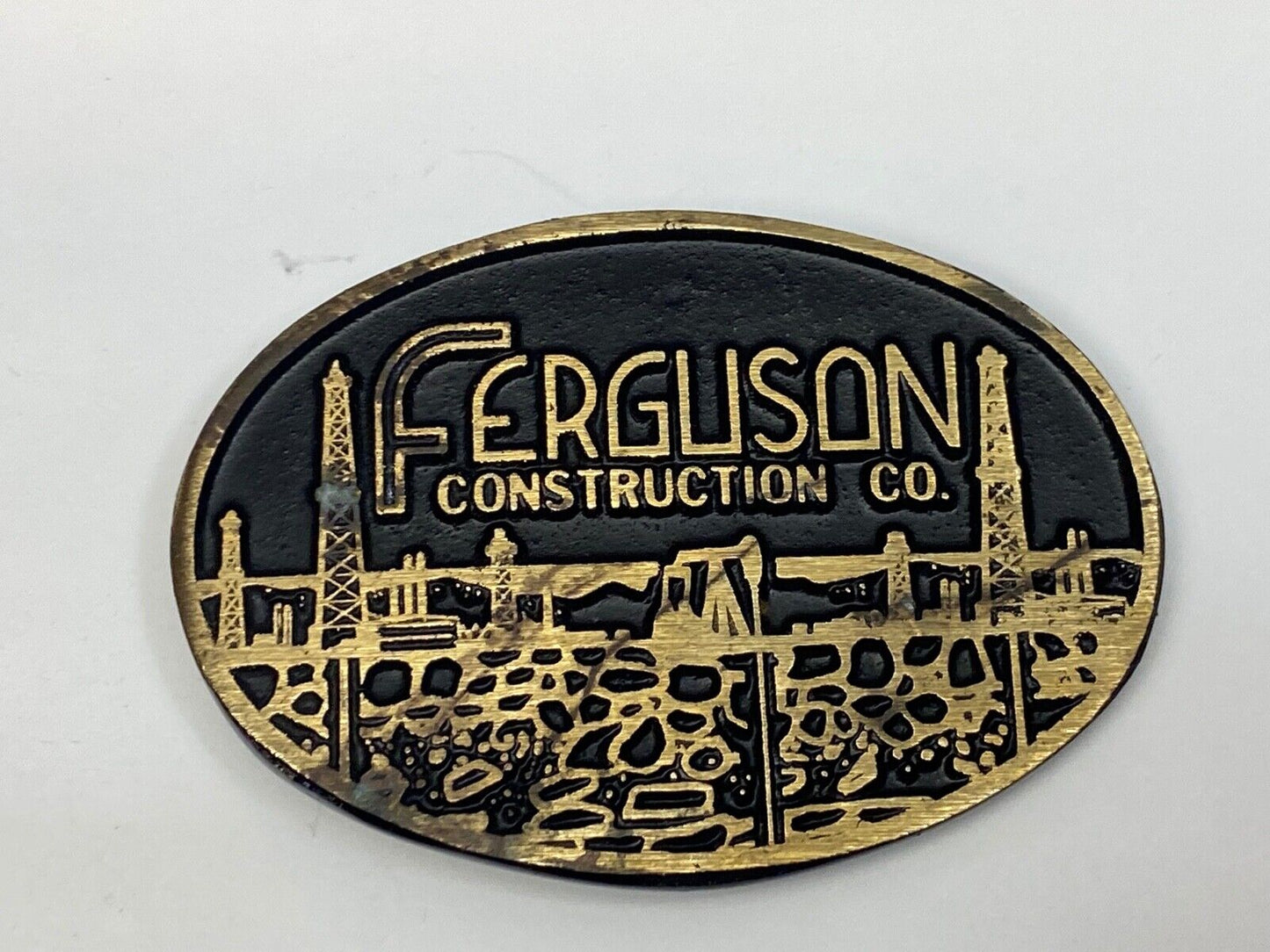 Vintage Ferguson Oil Construction Company Sidney Ohio Dunabuckle Belt Buckle 