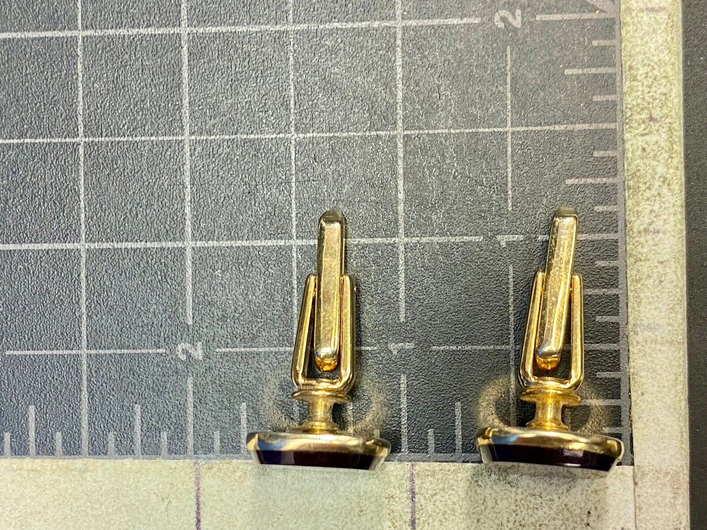 Vintage Hickok Large Pair Of Gold Tone - Black Face Cufflinks In Case 
