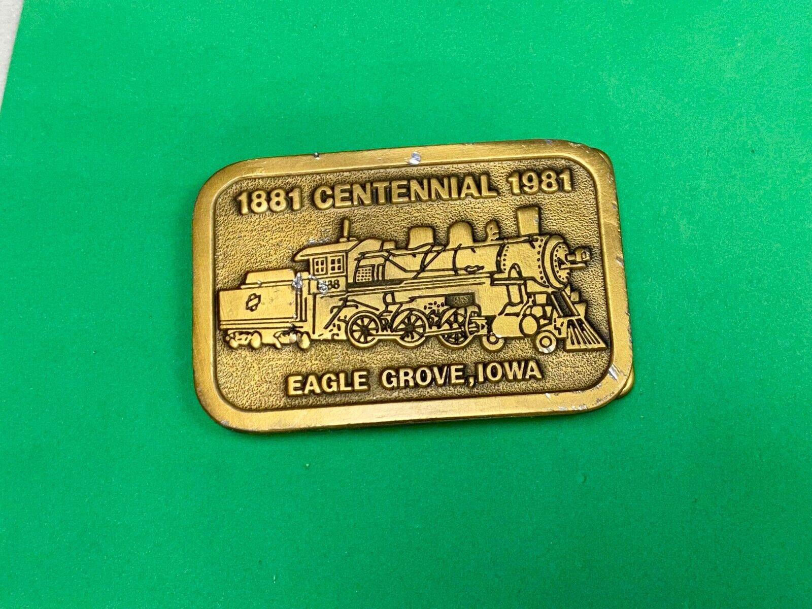 1881 Centennial 1991 Train Eagle Grove Iowa Belt Buckle By Hitline