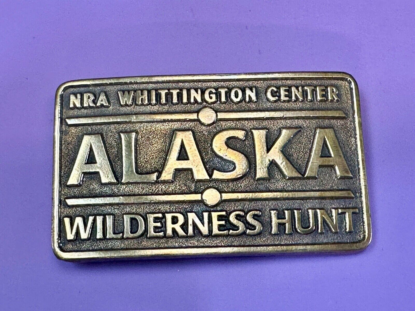 Alaska Wilderness Hunt - vintage belt buckle by NRA Whittington Center