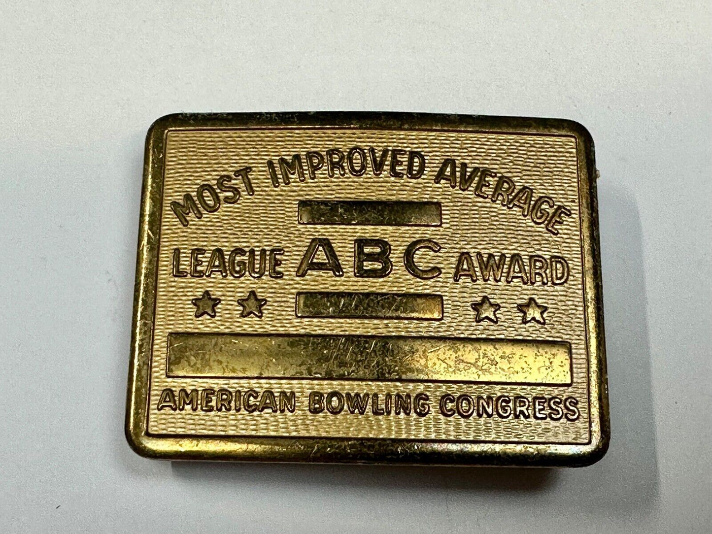 ABC Bowling League Award - NOT engraved most improved trophy belt buckle