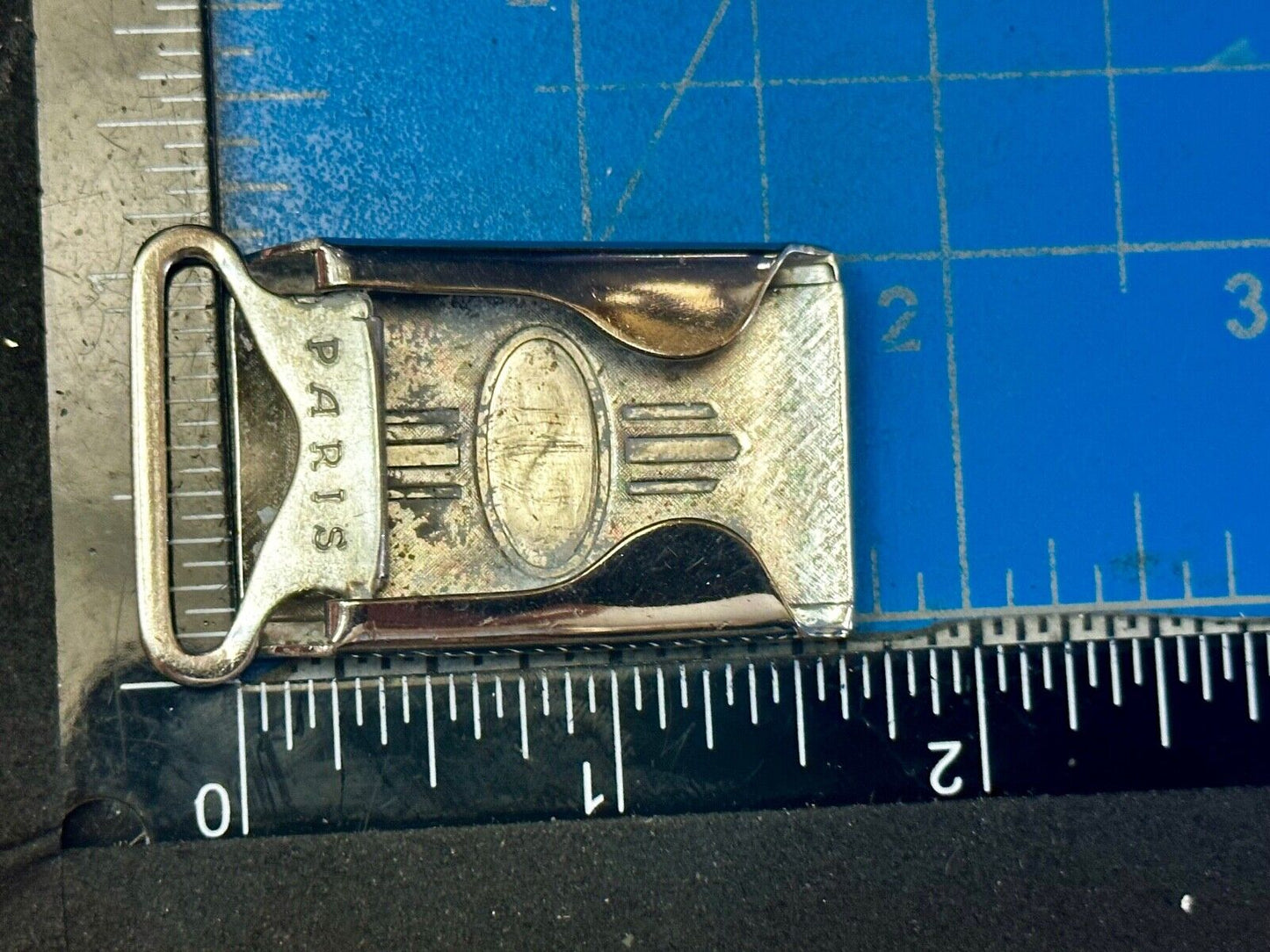 Art Deco Nuevo Letter S Initial Monogram Belt Buckle signed Paris