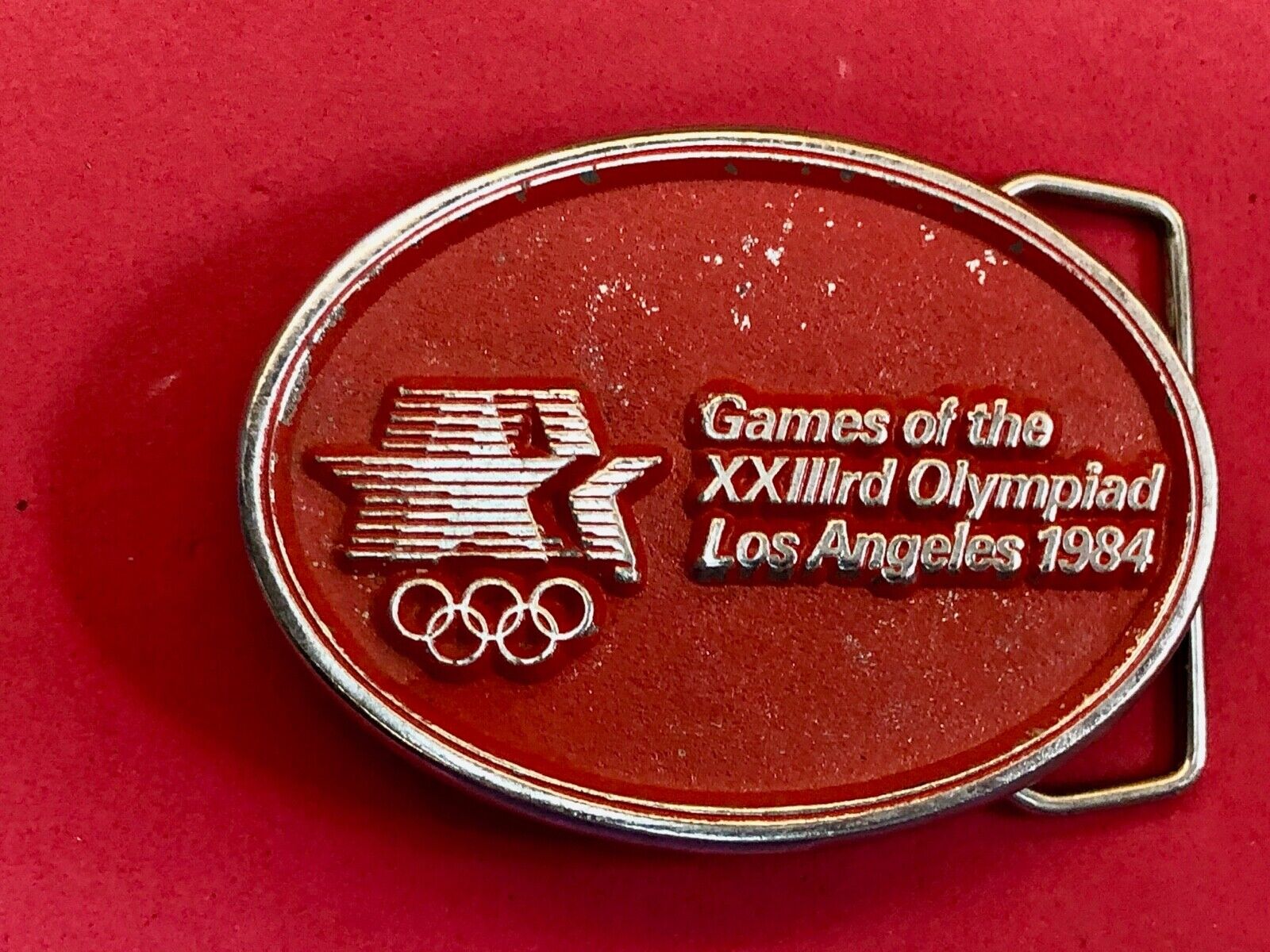 Vintage Buck Belt Buckle Made In USA 1980 LA Olympics Games 1984 Unisex logo 
