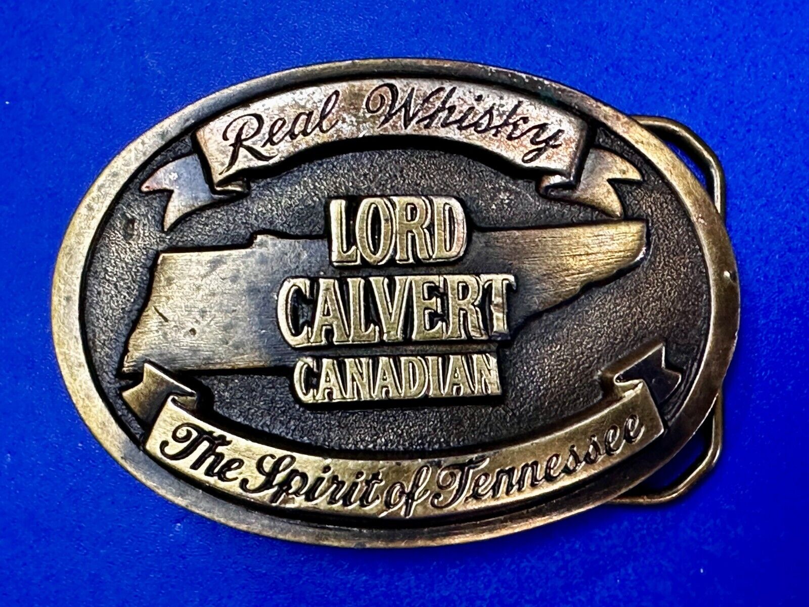 The Spirit of Tennessee  Lord Calvert Real Canadian Whisky Promo Belt Buckle