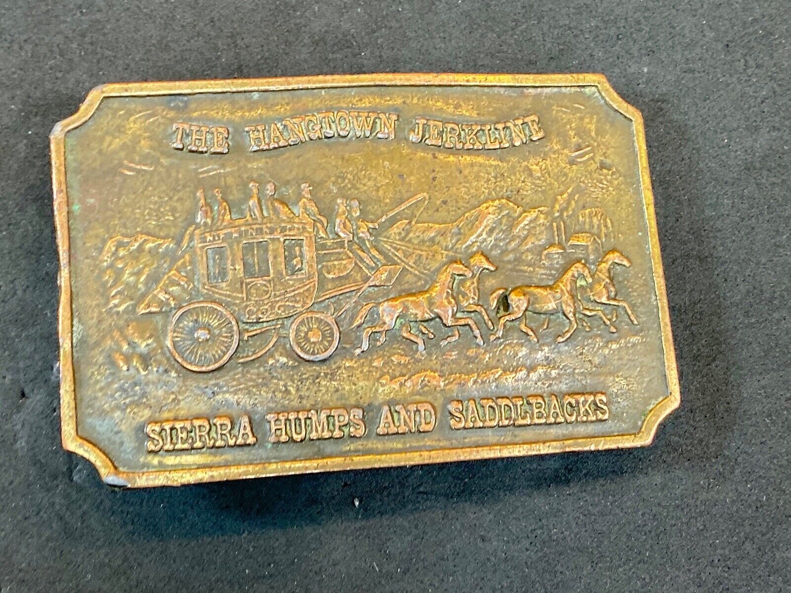 vintage Hangtown Jerkline Sierra Humps & Saddlbacks Brass Belt Buckle Ultra Rare