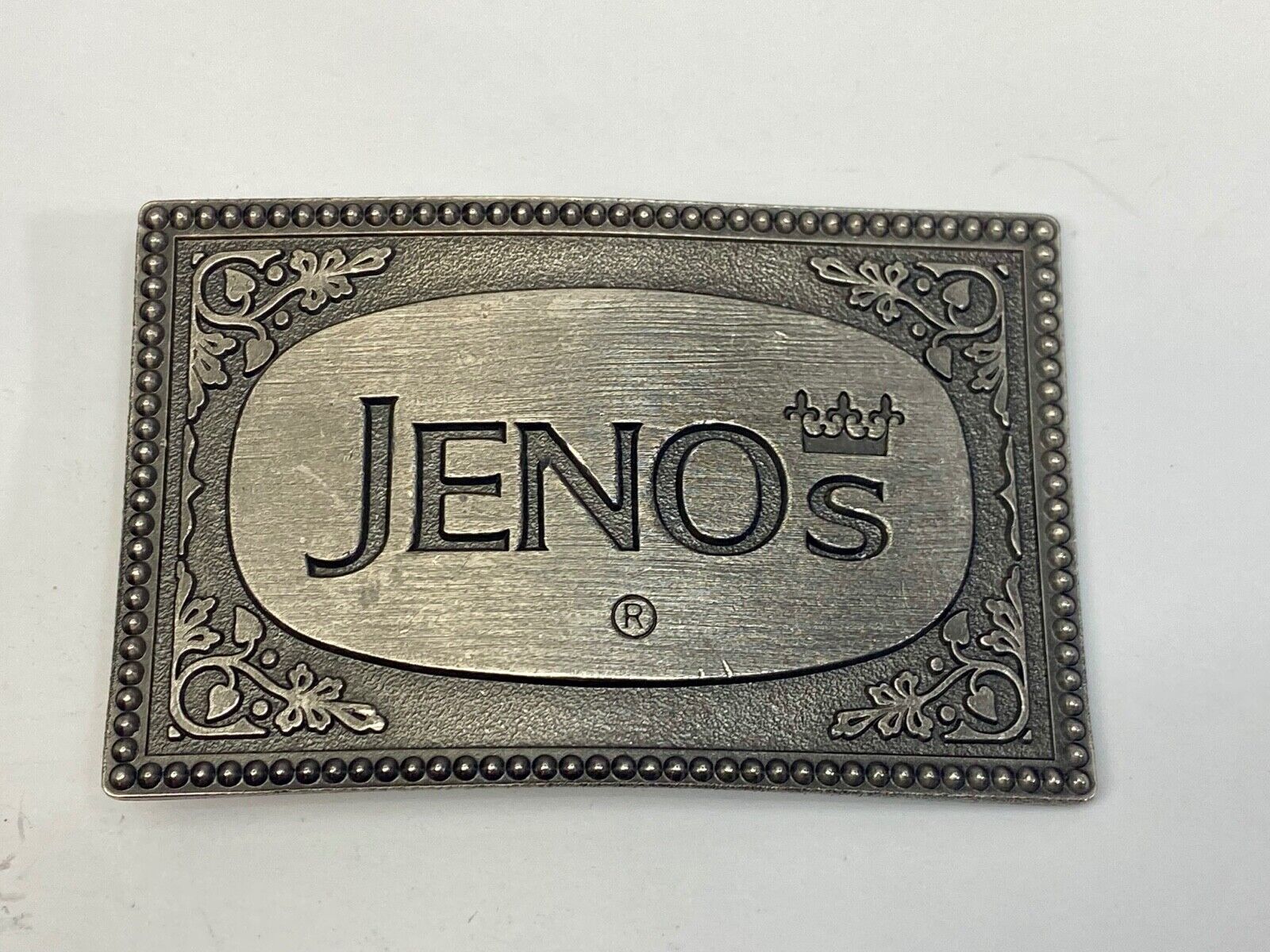Vintage Jeno's Pizza Rolls Belt Buckle Junk Food Lewis Frozen Dorm Jenos 