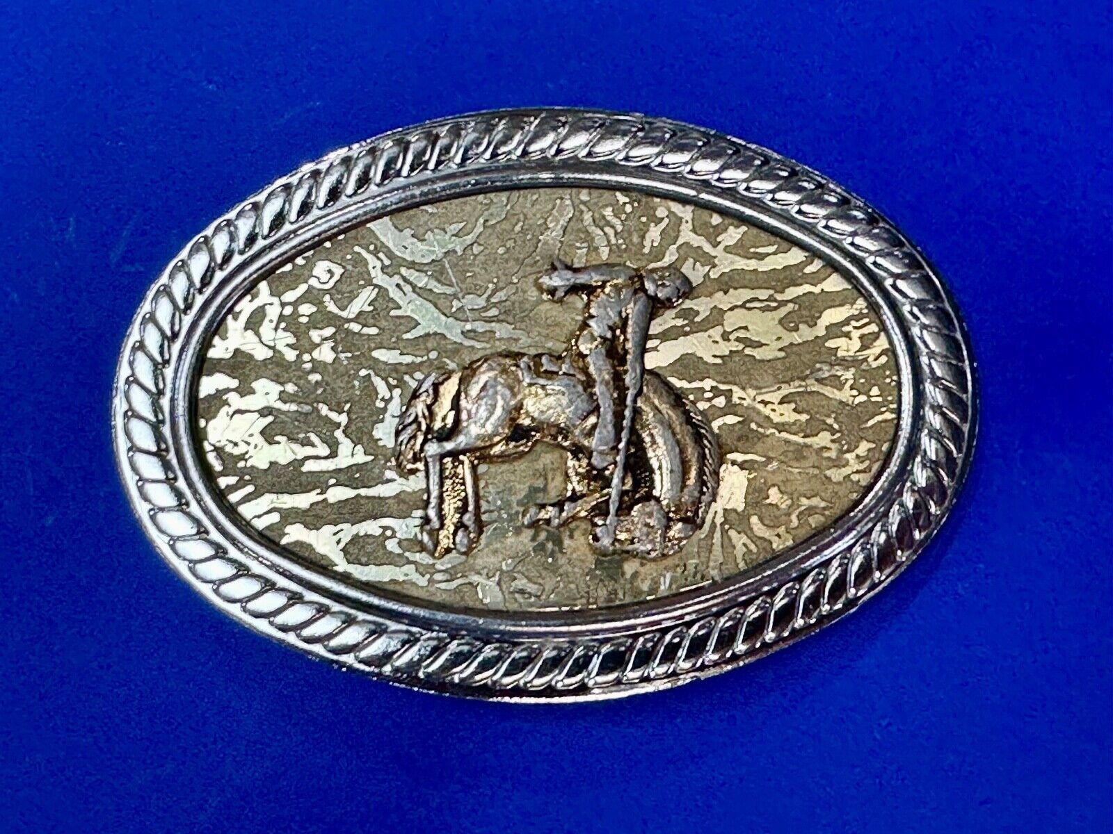 Vintage Cowboy Saddle Bronc western belt buckle  - made in Japan