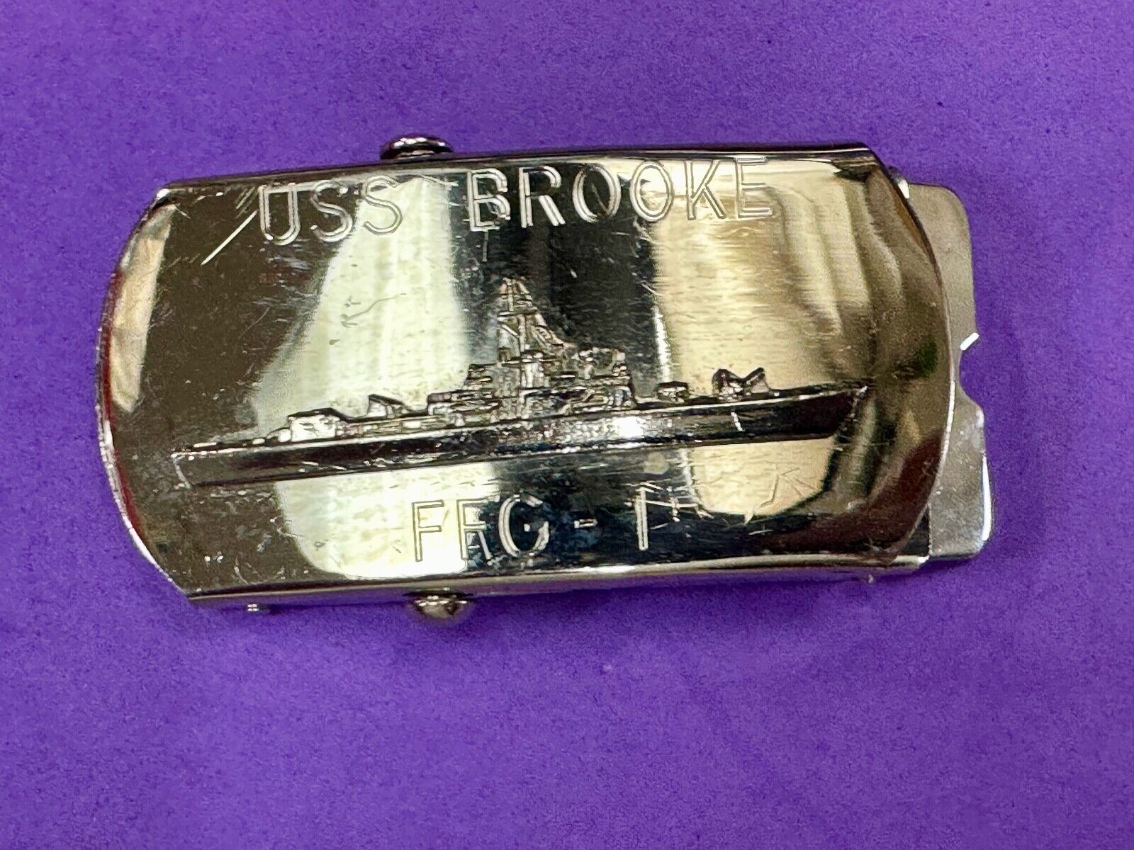 USS Broke FFG  - guided missile frigate United States Navy boat belt buckle