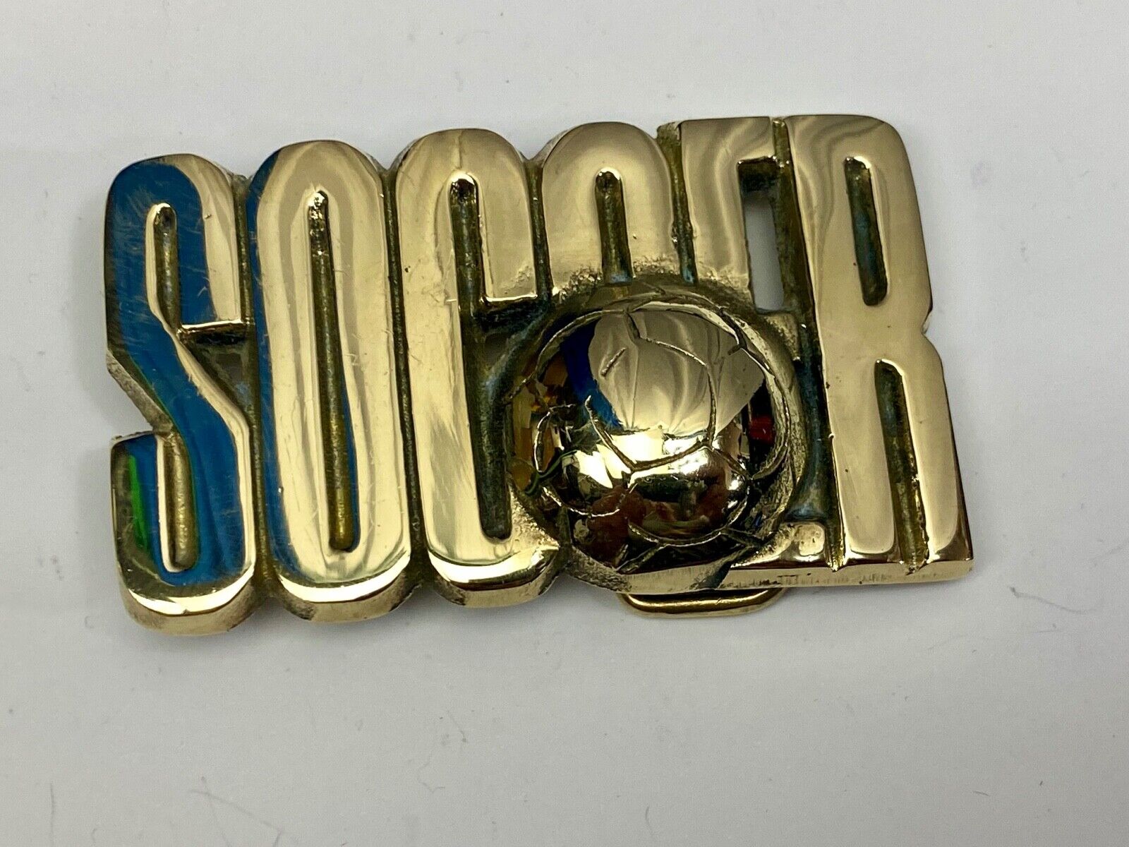 45 Year Old! Soccer Ball Belt Buckle By Baron Brass Works Ultimate Fan Gift! 