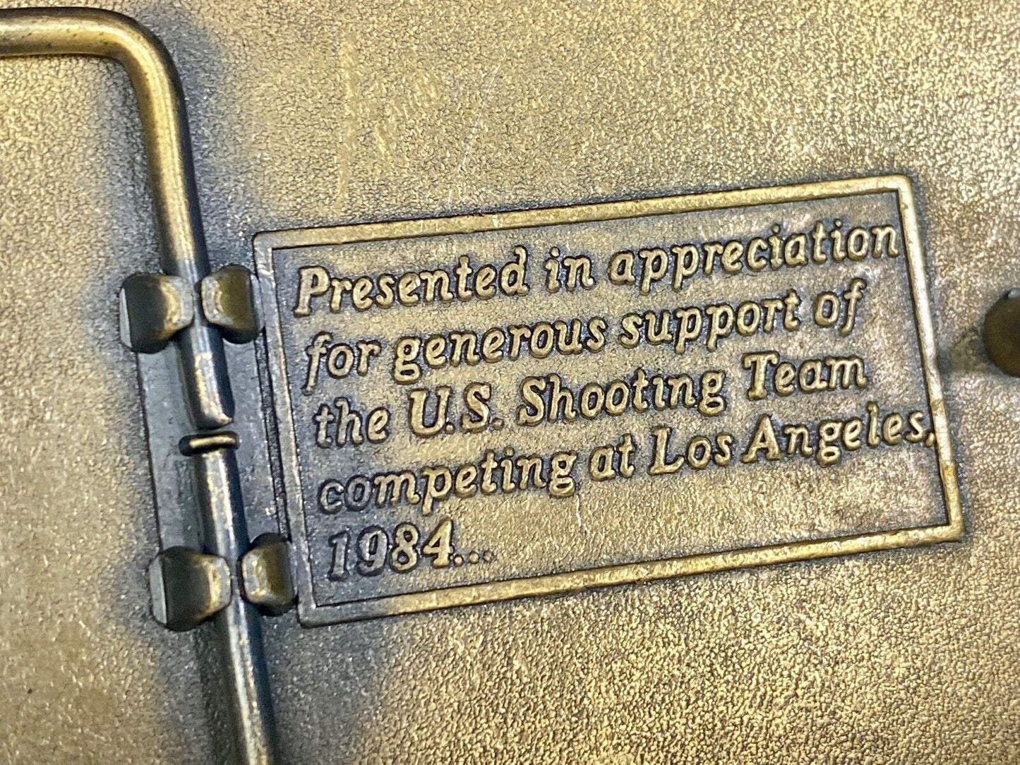 Aiming For Olympic Gold 1984 La Ca U.S. America Skeet Shooting Team Belt Buckle