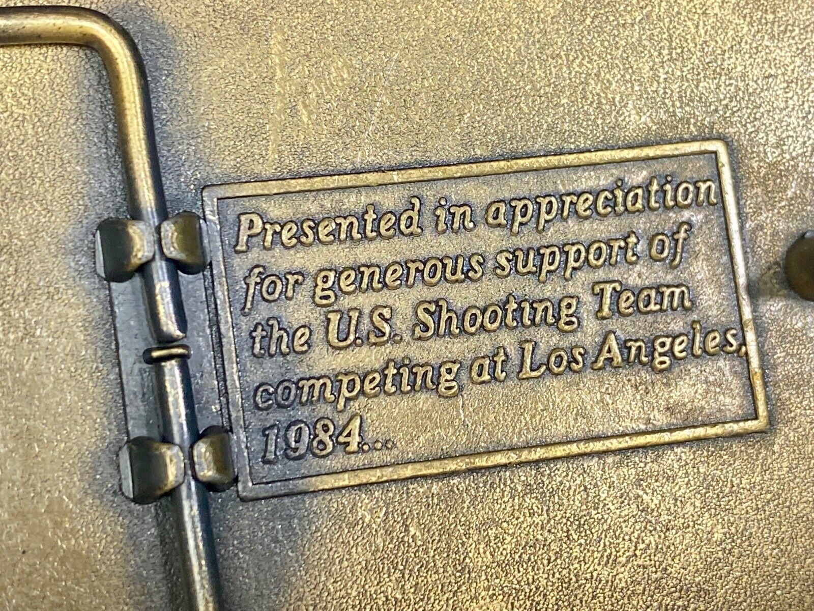 Aiming For Olympic Gold 1984 La Ca U.S. America Skeet Shooting Team Belt Buckle