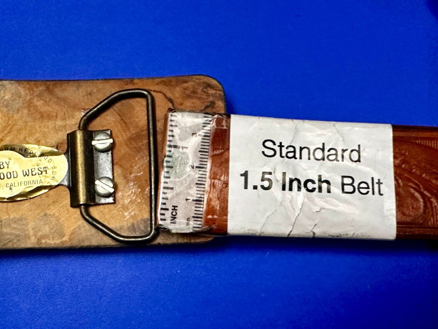 Vintage Glossy Polished Lacquered Wood Belt Buckle By Burl Wood West