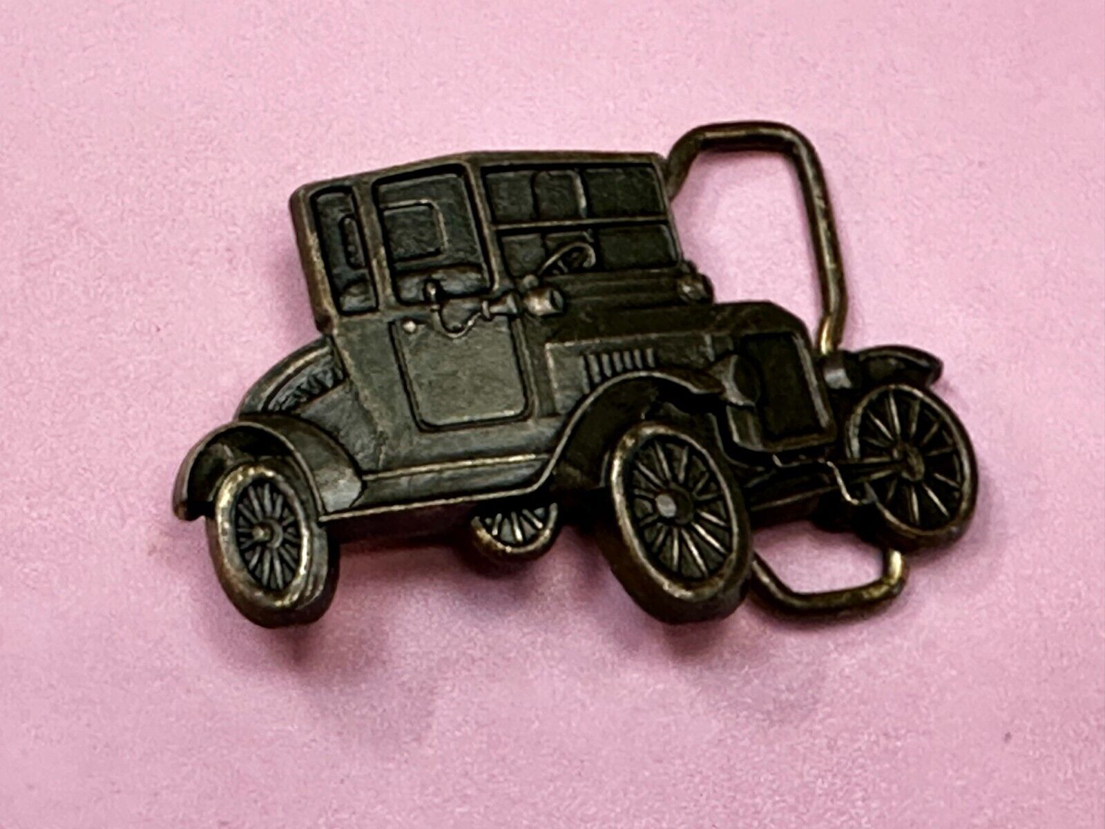 Antique Car Collector's Dealers Cutout Shaped Vintage Belt Buckle