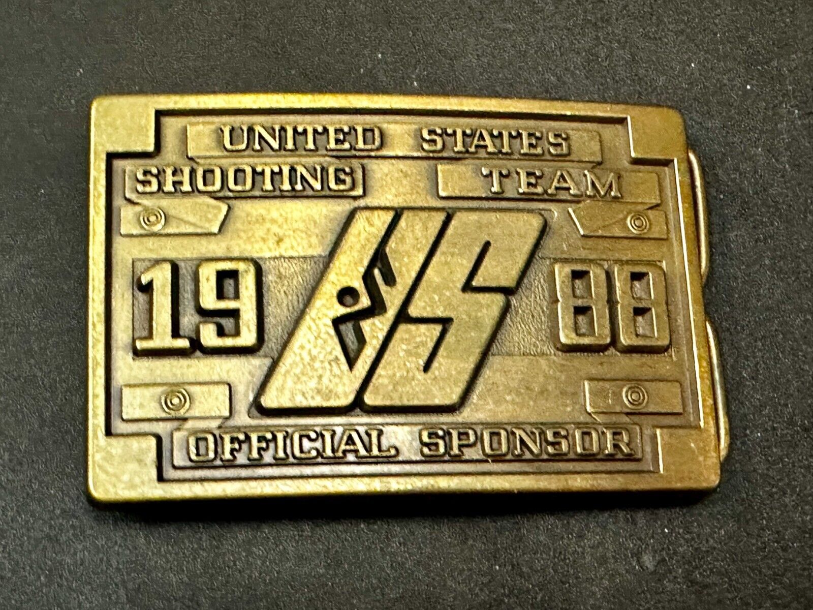 United States Shooting Team 1988 Official Sponsor Seoul Korea NOS Belt Buckle