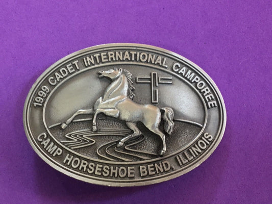 1999 Cadet International Camporee Belt Buckle - Camp Horshoe Bend IL