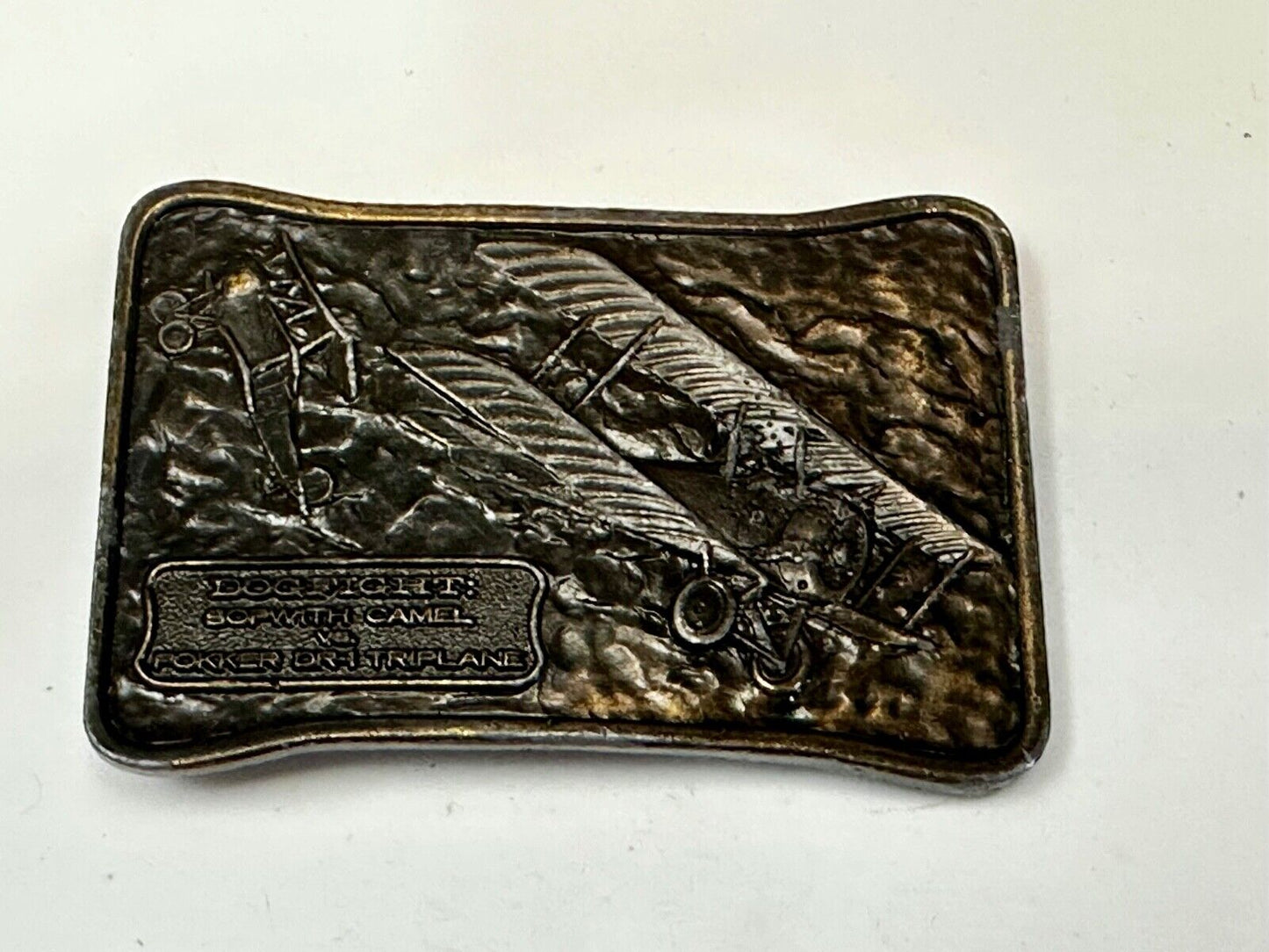 Airplane Dogfight - Sopwith Camel vs. Fokker DR-1 Triplane Vintage Belt Buckle