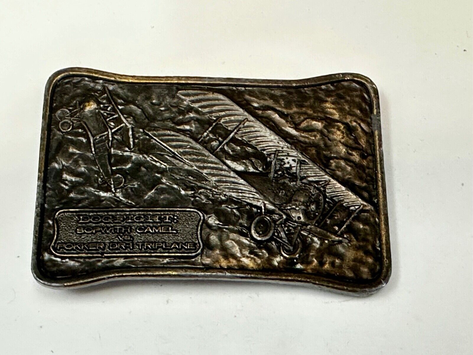 Airplane Dogfight - Sopwith Camel vs. Fokker DR-1 Triplane Vintage Belt Buckle