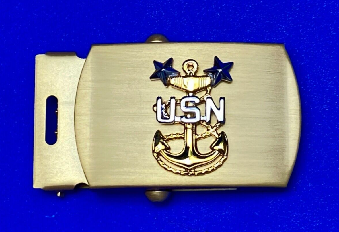 Usn United States Navy  - Star Anchor Eagle Emblem Nos Belt Buckle For 1" Belt