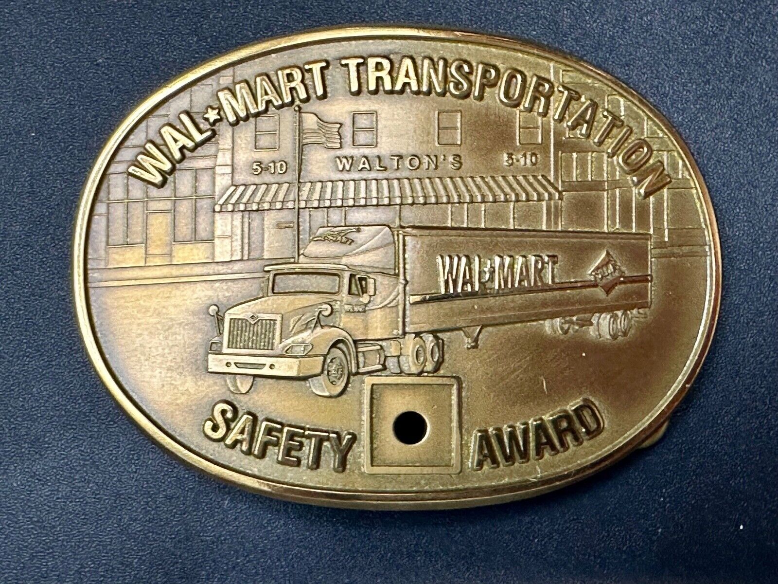 510 Waltons AR Walmart Transportation Semi Driver Safety Award Brass Belt Buckle