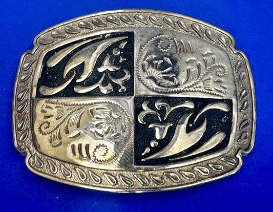 Vintage gold & black color western belt buckle for project or to wear!