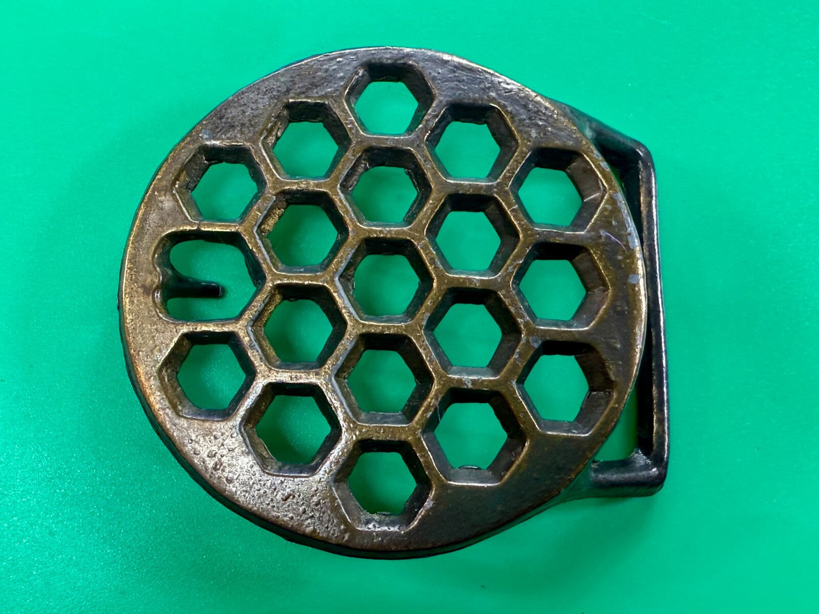 Artisan Welder Metalwork Abstract Honeycomb Open Work Vintage Belt Buckle