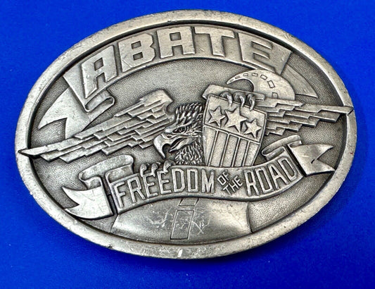 ABATE of Indiana Freedom of the road Bikers motorcycle Vintage 1985 belt buckle