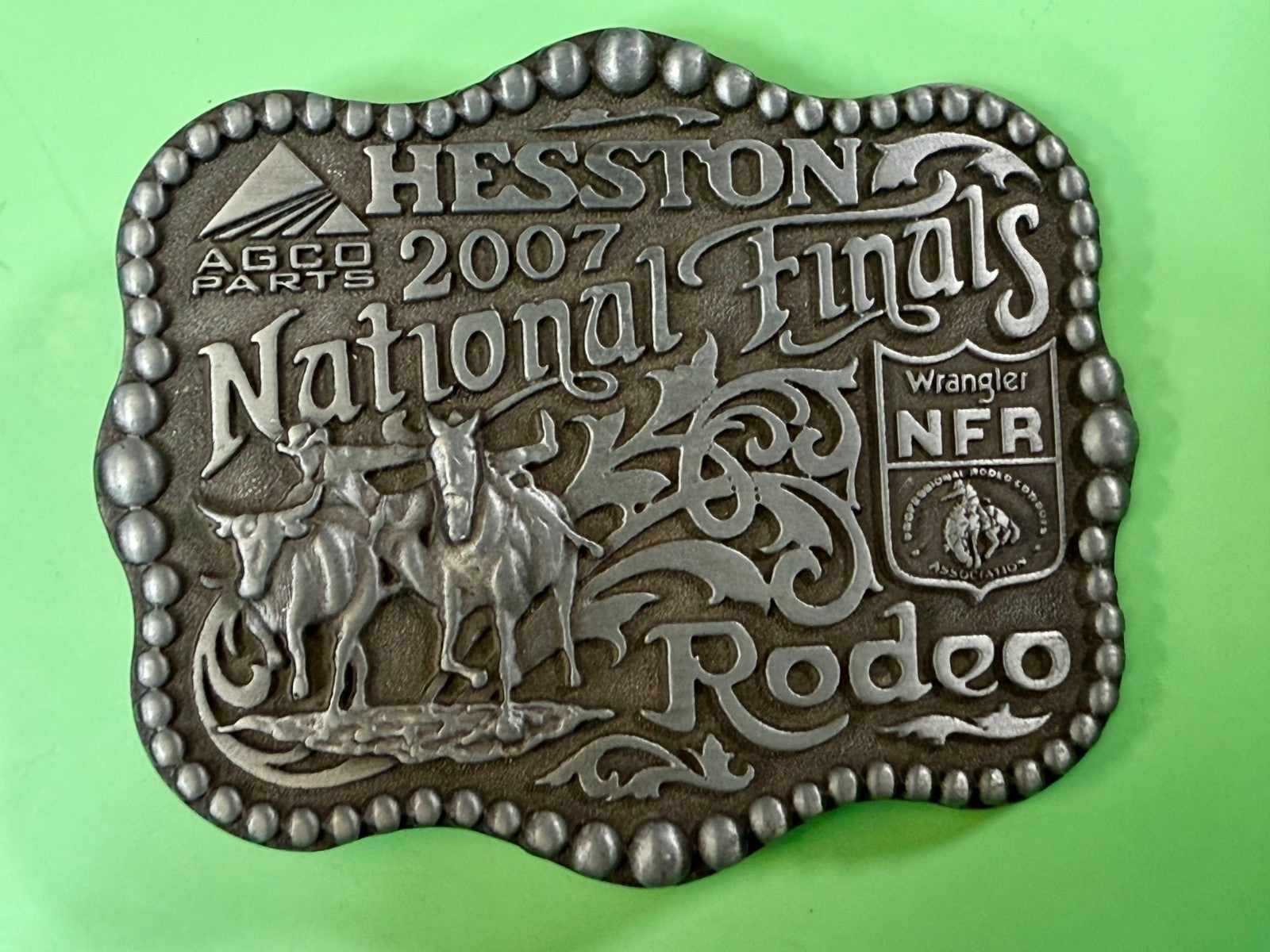 2007 Hesston Wrangler National Finals Rodeo Montana Silversmiths Belt Buckle
