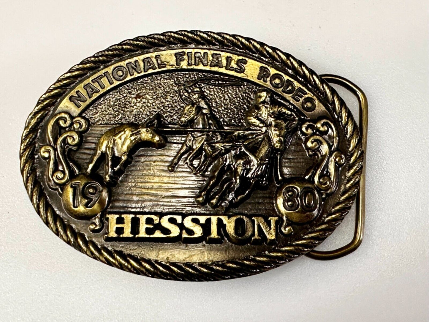 1980 Hesston NFR National Finals Rodeo Cowboys Western Belt Buckle