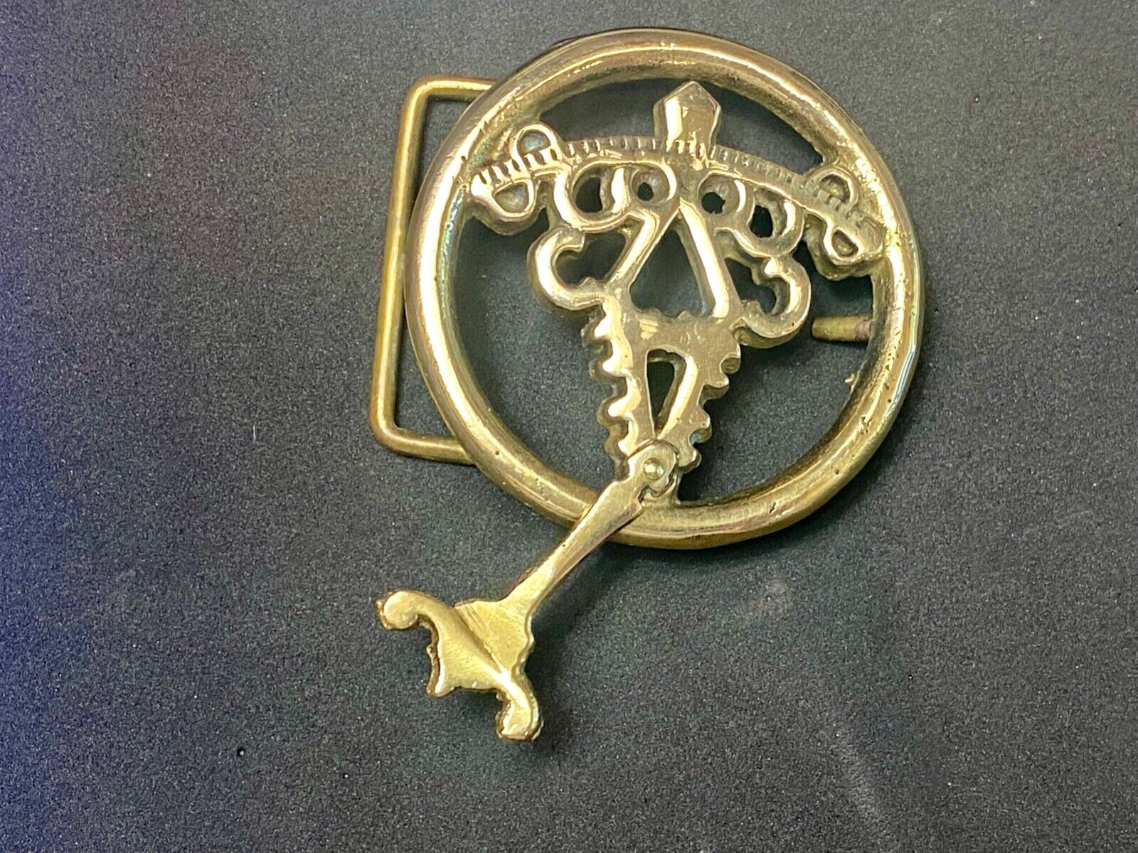 60's Hippy Moving Clock Pendulum Amazing! solid brass belt buckle