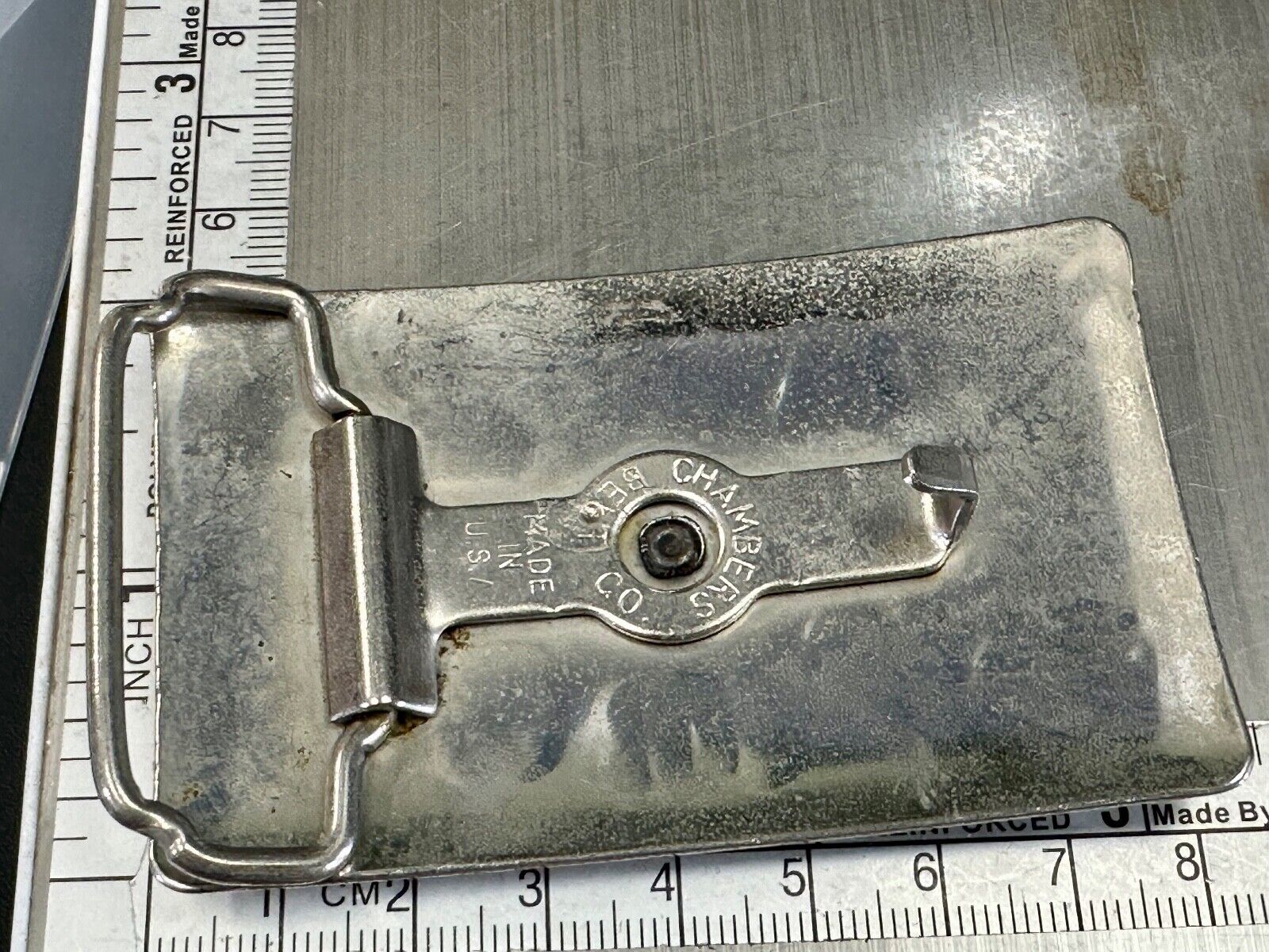Vintage Chambers Western Cowboy Boots and cattle branding symbols belt buckle