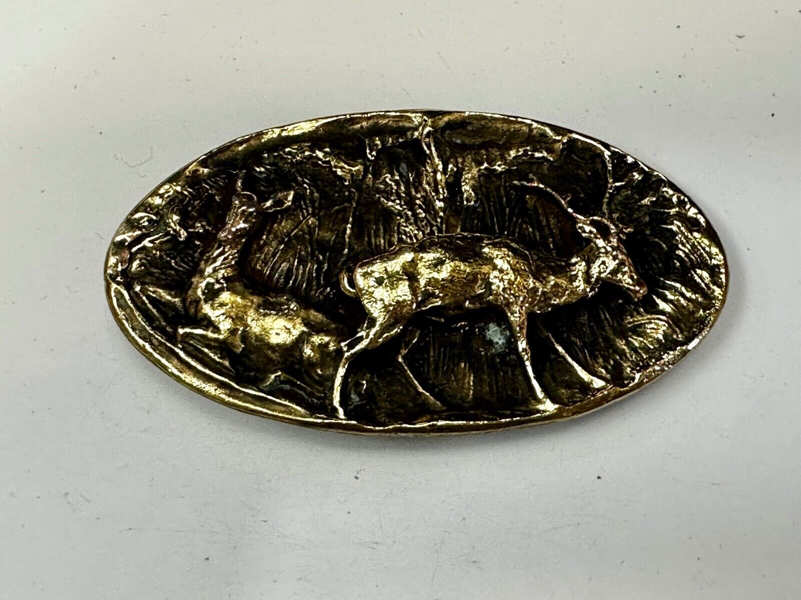 Two deer in nature Vintage Belt Buckle by Adezy - Hunters Gift!