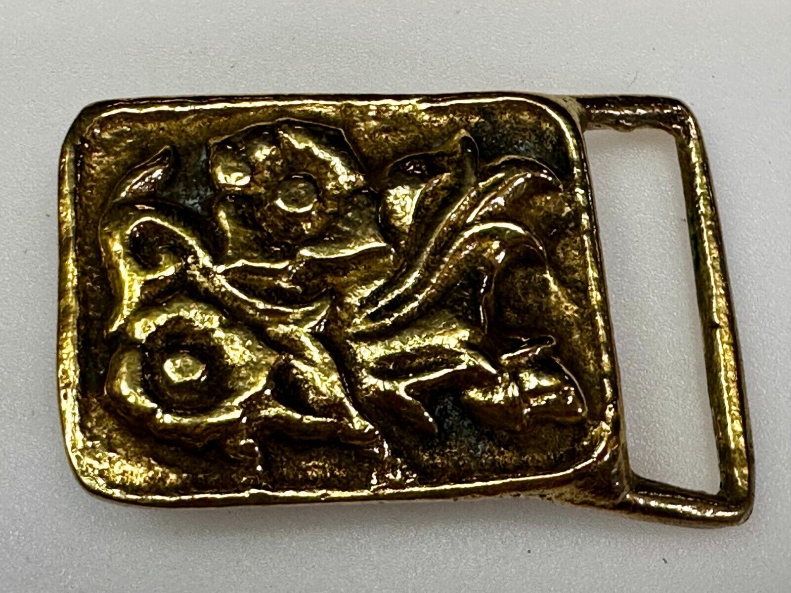Abstract Flower Swirl Floral Theme Solid Brass Hippy Vibe Belt Buckle