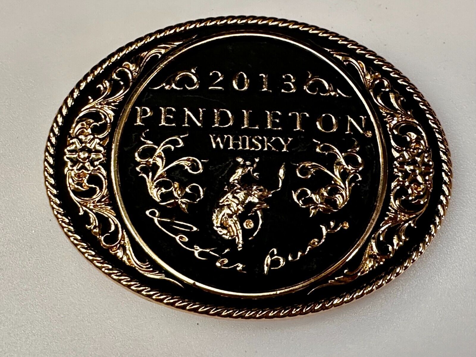 2013 Pendleton Whiskey Let'er Buck Rodeo Cowboy Montana Silversmiths Belt Buckle