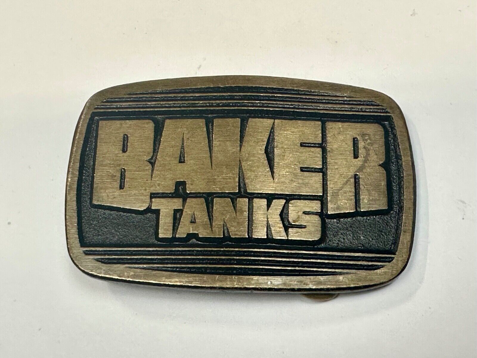 Baker Tanks Fluid Containers Mine Co. Promo solid brass Dynabuckle  belt buckle