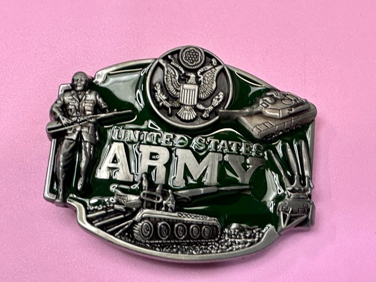 United States Army Military Patriotic Soldier Tank Belt Buckle