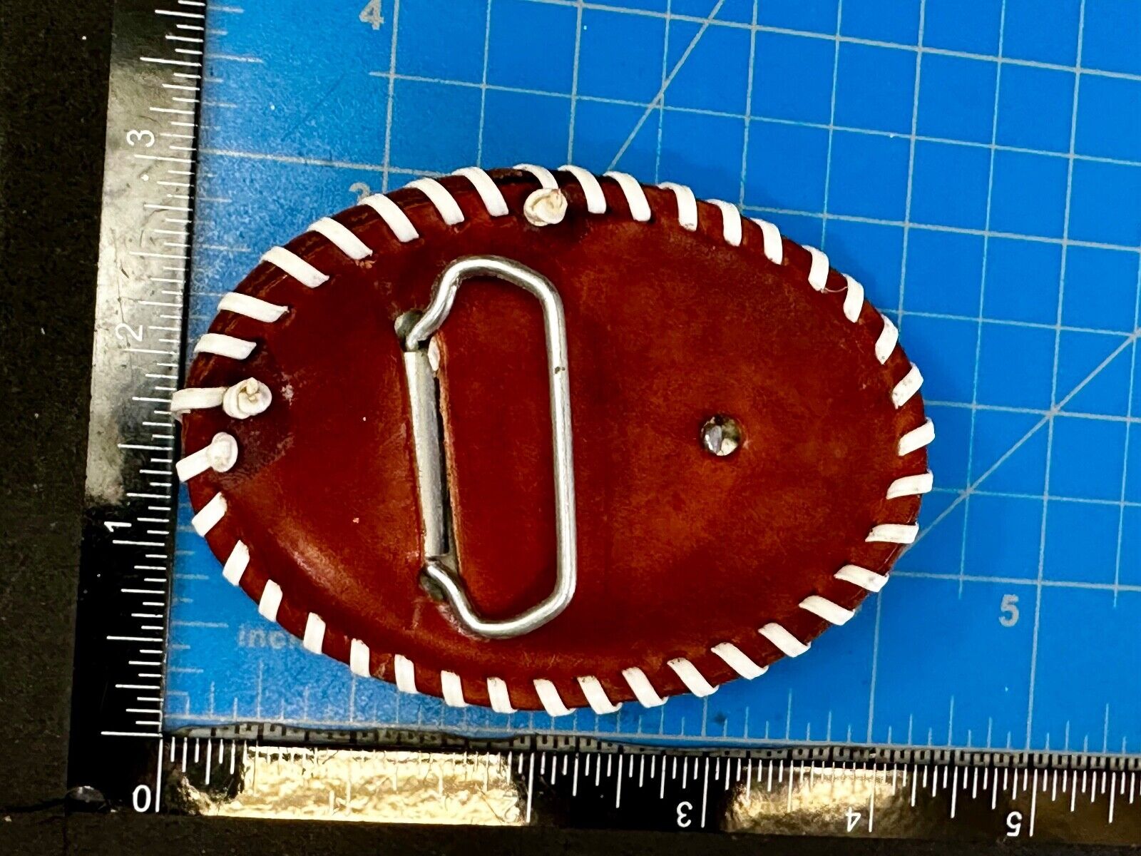 Artisan Leather Deer hand stitched large Vintage Belt Buckle