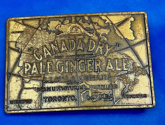 Vintage Canada Dry Pale Ginger Ale Beverage Advertisment Brass Tone Belt Buckle